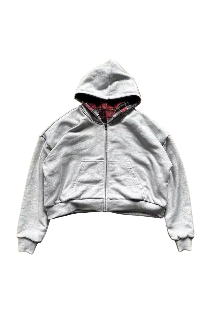 Check Zip Hoodie